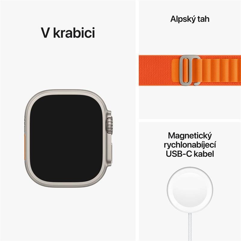 Chytré hodinky Apple Watch Ultra GPS Cellular, 49mm pouzdro z titanu - oranžový alpský tah- L, Chytré, hodinky, Apple, Watch, Ultra, GPS, Cellular, 49mm, pouzdro, z, titanu, oranžový, alpský, tah- L